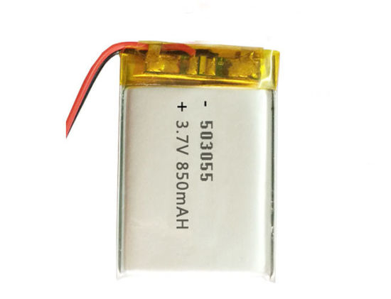 Célula de batería recargable de polímero de iones de litio de 3.7V 850mAh Lipo 503055 con PCM y alambre