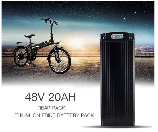 Tipo de estante trasero Paquete de batería de bicicleta eléctrica de litio LiFePO4 de 48V 20ah con cargador BMS