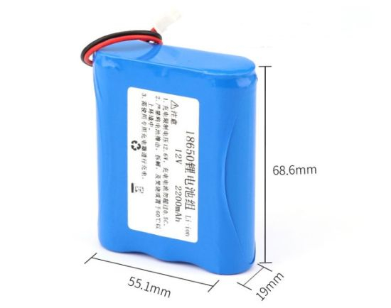 Paquete de batería de 12V 18650 Paquete de batería de iones de litio recargable 2200mAh