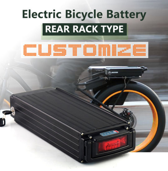 Batería de bicicleta eléctrica de 500W 36V 15ah Batería de litio de rejilla trasera con carcasa de aluminio + Cargador de iones de litio 2A