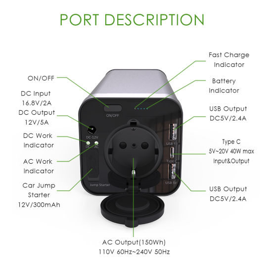 Fuente de alimentación de batería de litio de 220V Power Bank