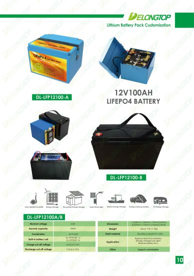 Baterías de litio de ciclo profundo Batería de 12 voltios 12V 100ah para almacenamiento de batería solar