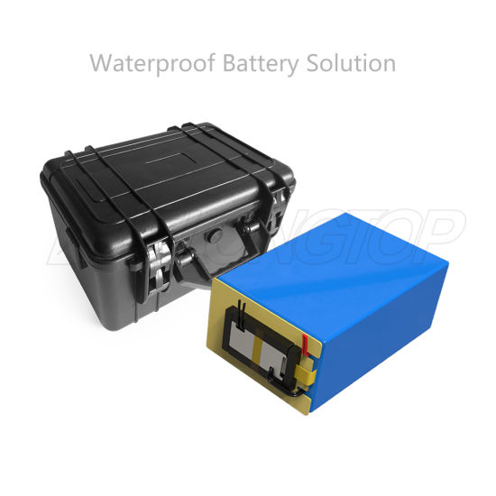 Paquete de batería solar recargable de litio LiFePO4 de 48V 50ah con estuche impermeable de ABS