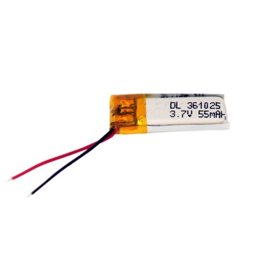 Célula de batería del polímero de litio de la batería de 3.7V Lipo 55mAh 361025