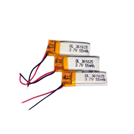 Célula de batería del polímero de litio de la batería de 3.7V Lipo 55mAh 361025